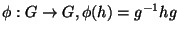 $ \phi: G \rightarrow G, \phi(h)=g^{-1}hg$