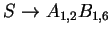 $S\ensuremath{\rightarrow} A_{1,2}B_{1,6}$