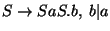 $S\ensuremath{\rightarrow} SaS\ensuremath{\mathbf{.}} b,\;b\vert a$