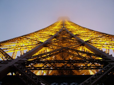 The Eiffel Tower in fog